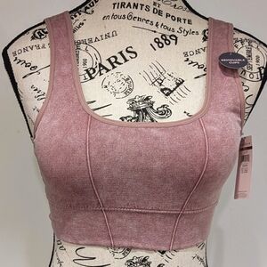 DANSKIN | Women's Plum Removeable Cup Acid Wash Low Neck Sports Bra